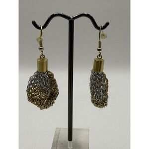 Vintage Mesh Chain Tassel Drop Earrings – Dramatic Statement Costume Jewelry
